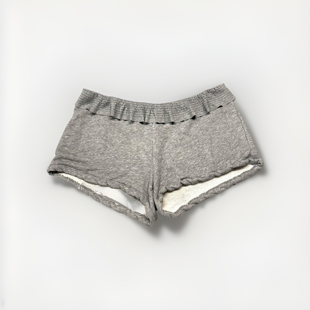 Beyond Yoga Ruffle Sweat Shorts Size Large Gray Pima Cotton Stretchy Lounge Cozy